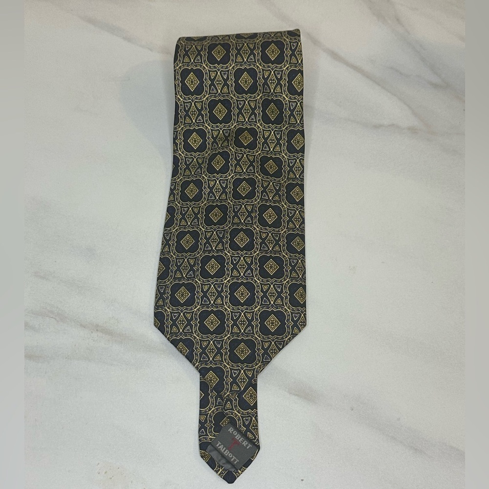 Robert Talbott for Nordstrom navy and gold silk necktie